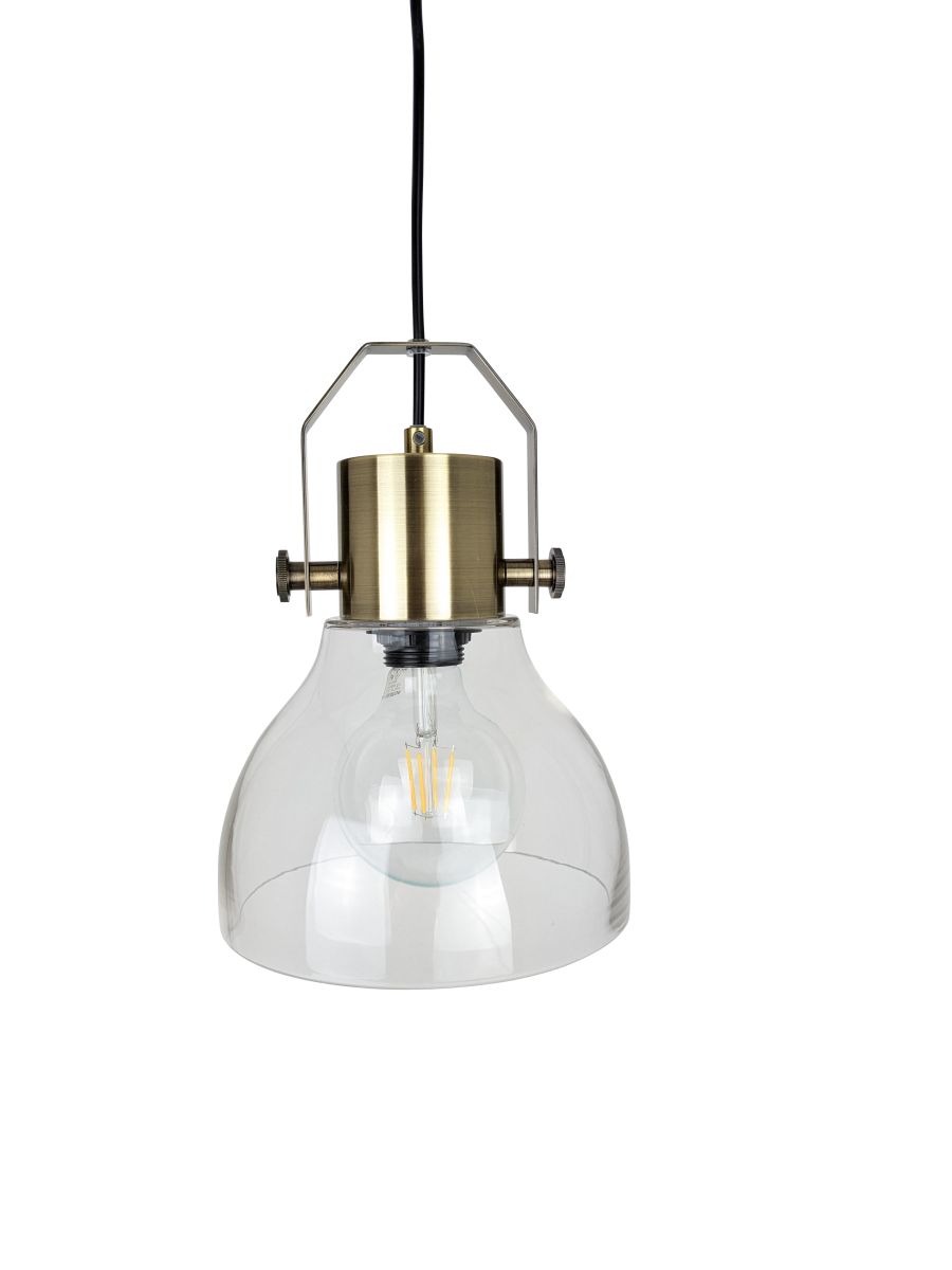 Ailia Imports - Gustav 1 Light pendant Antique Brass / Clear glass