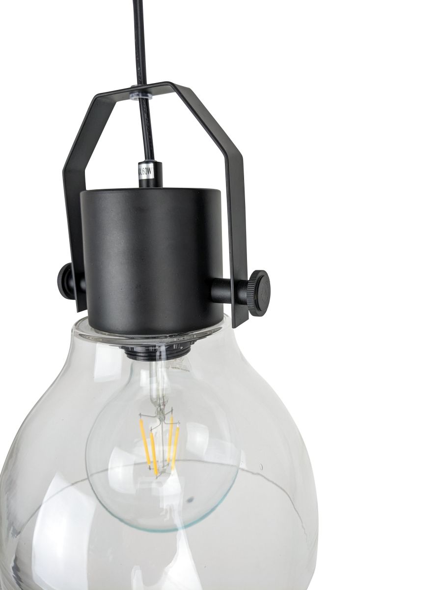 Ailia Imports - Gustav 1 Light pendant Antique Brass / Clear glass - closeup