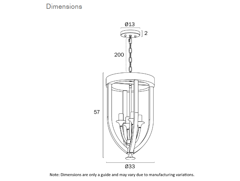 Telbix Lighting Hosley Pendant Light Dimensions