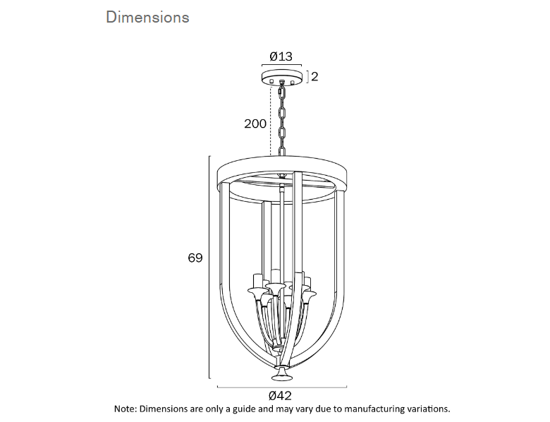 Telbix Lighting Hosley Pendant Light Dimensions
