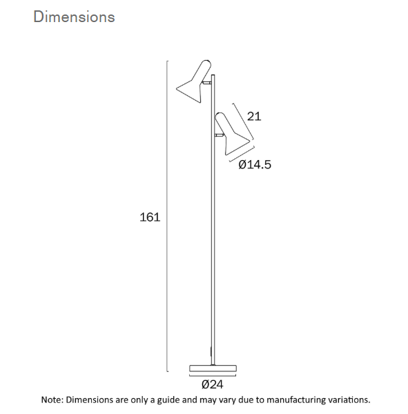 Telbix Lighting Hyvik Floor Lamp Dimensions