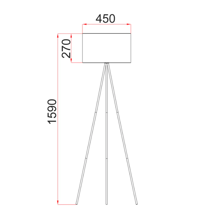 Jambes Antique Brass floor lamp with Black shade - dimensions