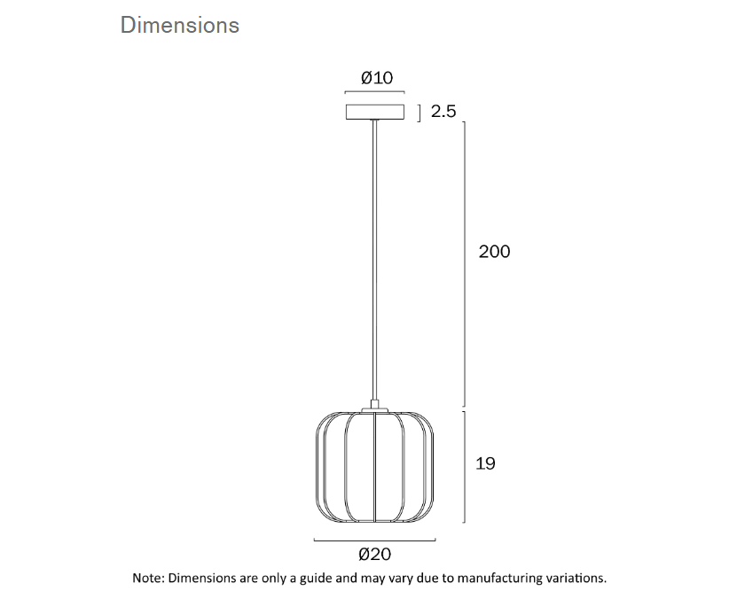 Telbix Lighting Jonsel White Pendant Light Small Dimensions