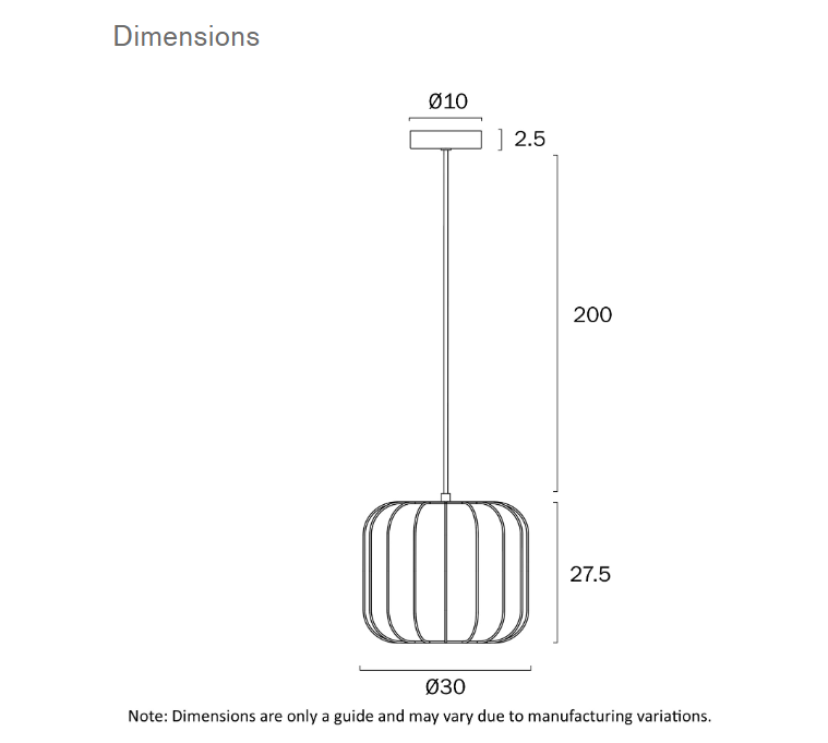 Telbix Lighting Jonsel White Pendant Light Medium Dimensions