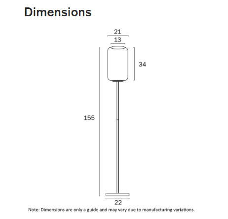 Telbix Korova Floor Lamp - Dimensions