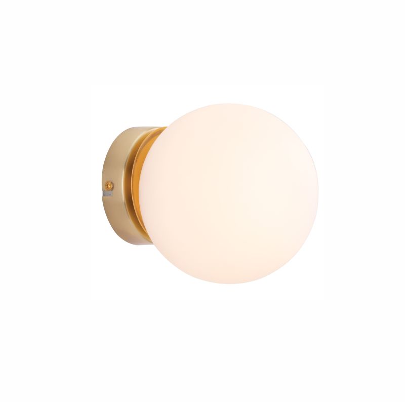 Mercator Lana 1 Light wall light - Matt Brass with opal glass