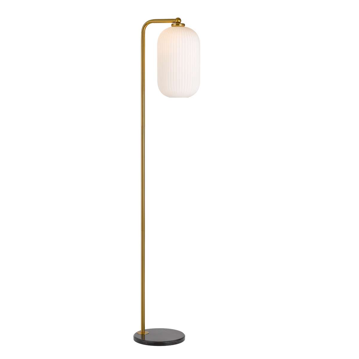 Telbix Lark Floor Lamp - Aged Gold - Matt Opal glass