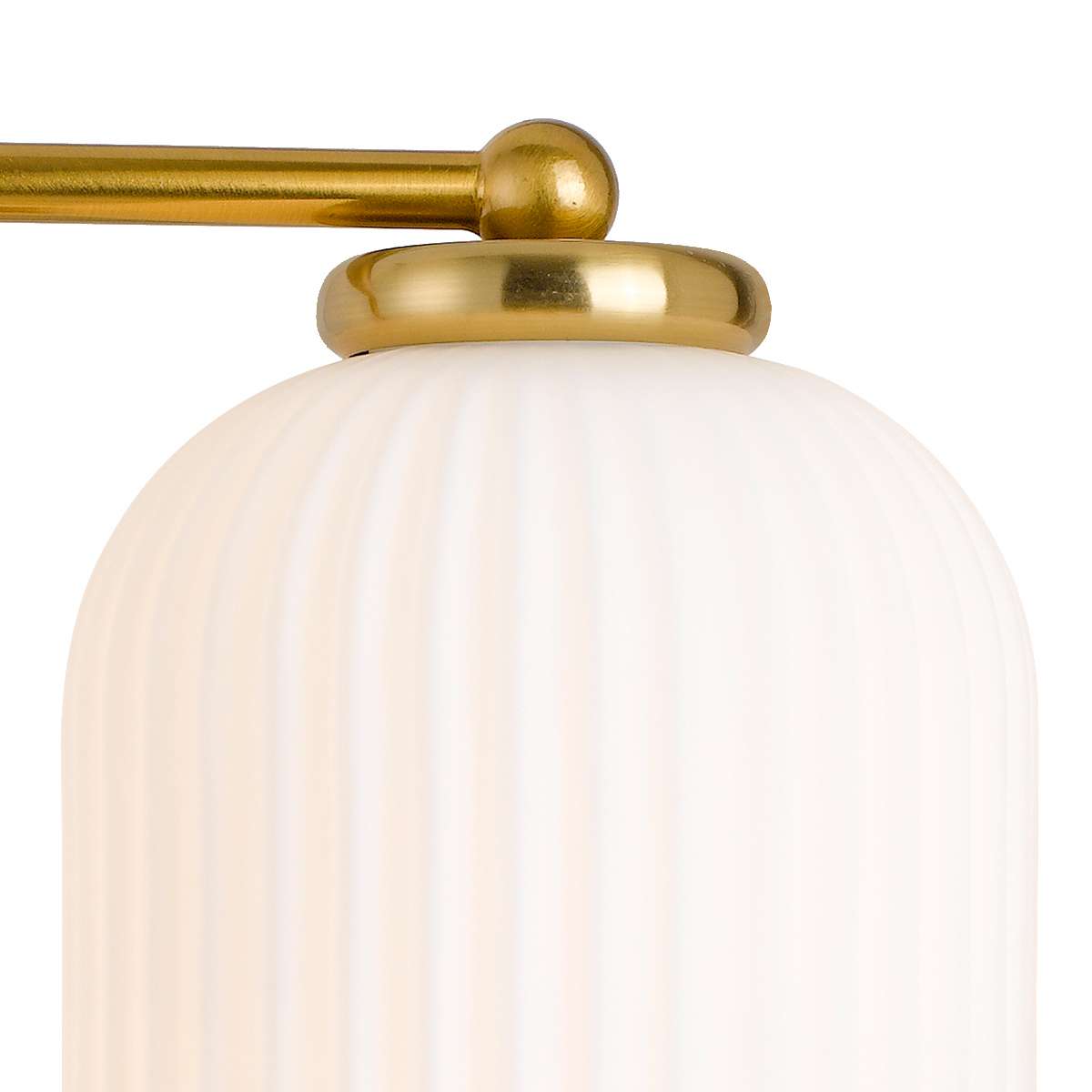 Telbix Lark Floor Lamp - Aged Gold - Matt Opal glass close up