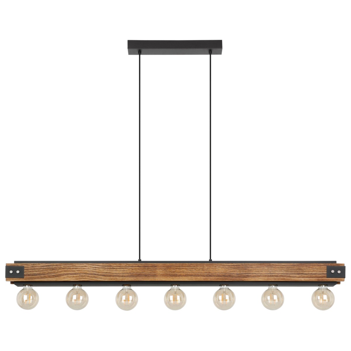 Eglo Layham 7 Light Timber and Black pendant light 205157