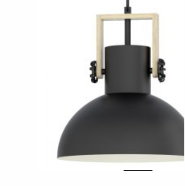 Eglo Lubenham 1 Light Pendant Black / Timber 43162N closeup