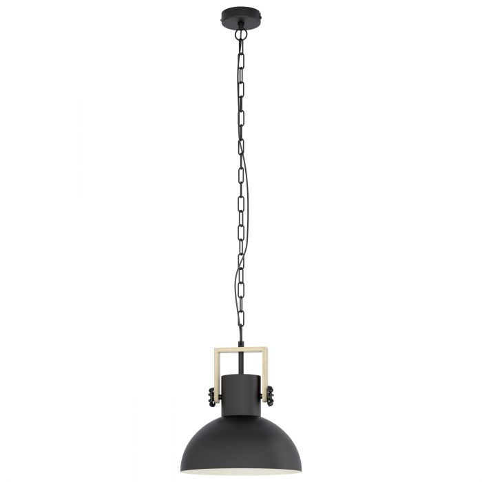 Eglo Lubenham 1 Light Pendant Black / Timber 43162N