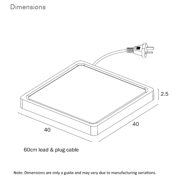Telbix Lunos Square Black LED Oyster Lights - 40cm dimensions