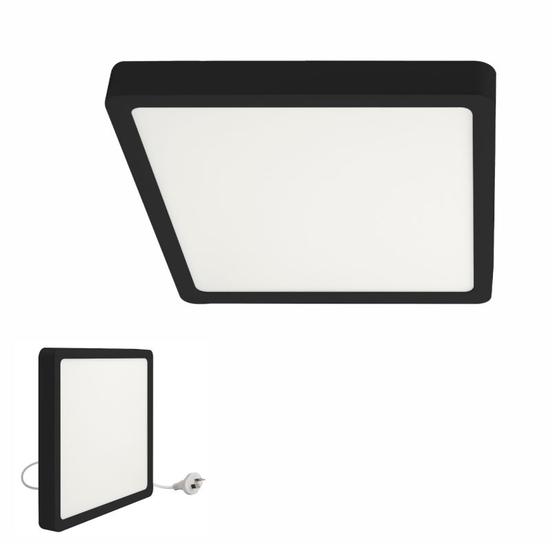 Telbix Lunos Square Black LED Oyster Lights - 3 sizes