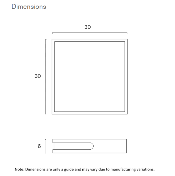 Telbix Lyric Teak Timber Square Oyster light - 12watt Dimensions