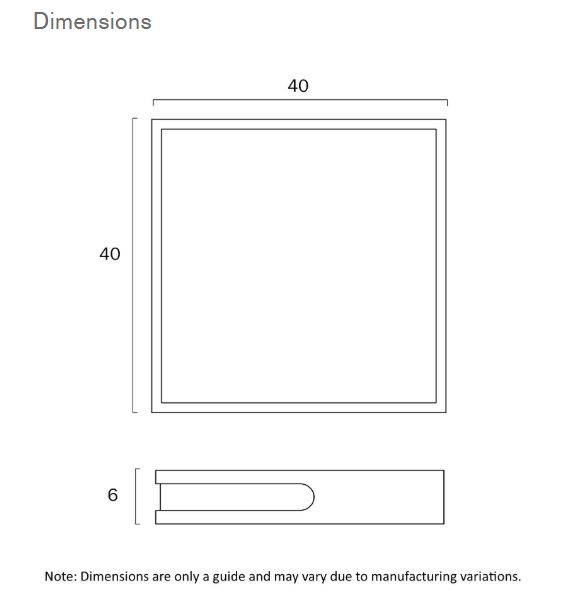 Telbix Lyric Teak Timber Square Oyster light - 24watt Dimensions