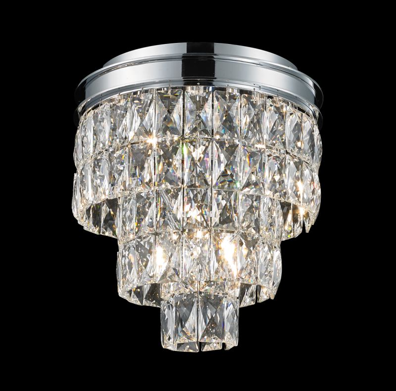 Ailia Imports Madeline 300mm Chrome Crystal Close to ceiling fitting.