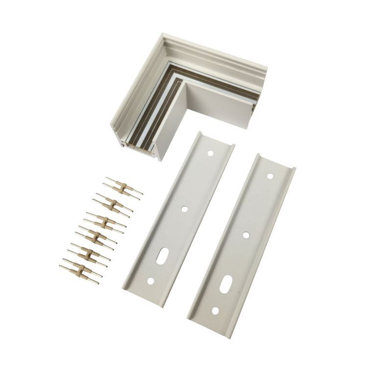 Magnetic Track L Corner Joiner - White - full kit
