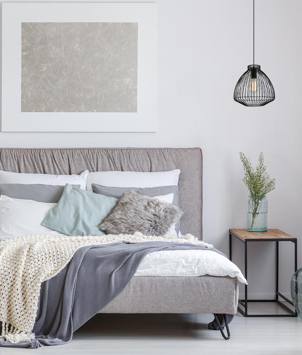 CLA Manu  1 Light Cage / Wire Pendant - Black  Lifestyle