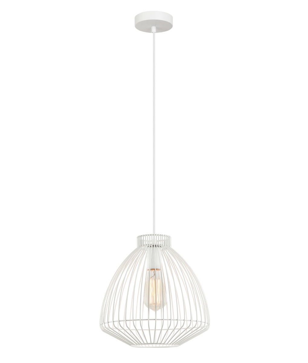 CLA Manu  1 Light Cage / Wire Pendant - White Manu02