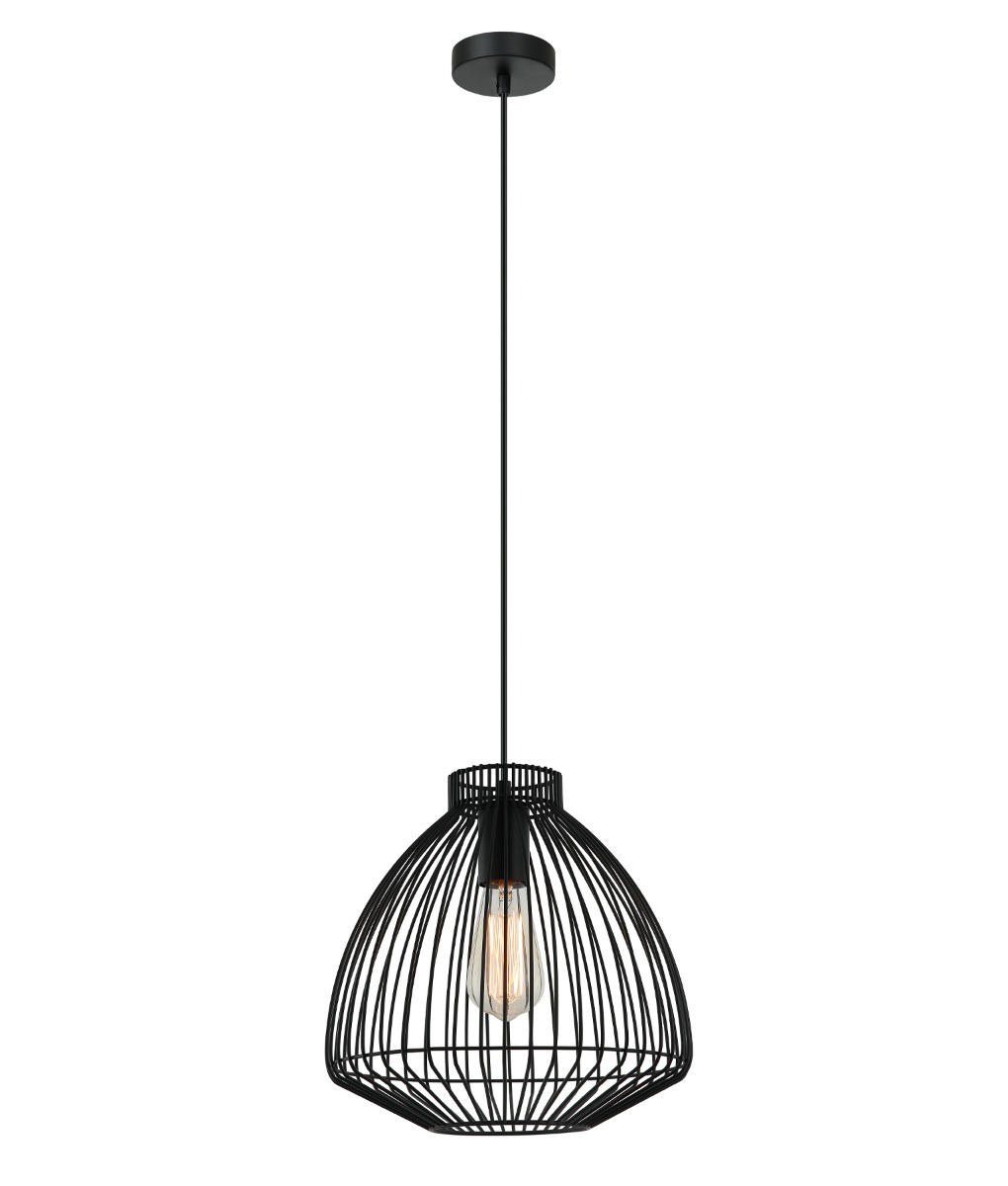 CLA Manu  1 Light Cage / Wire Pendant - Black Manu01