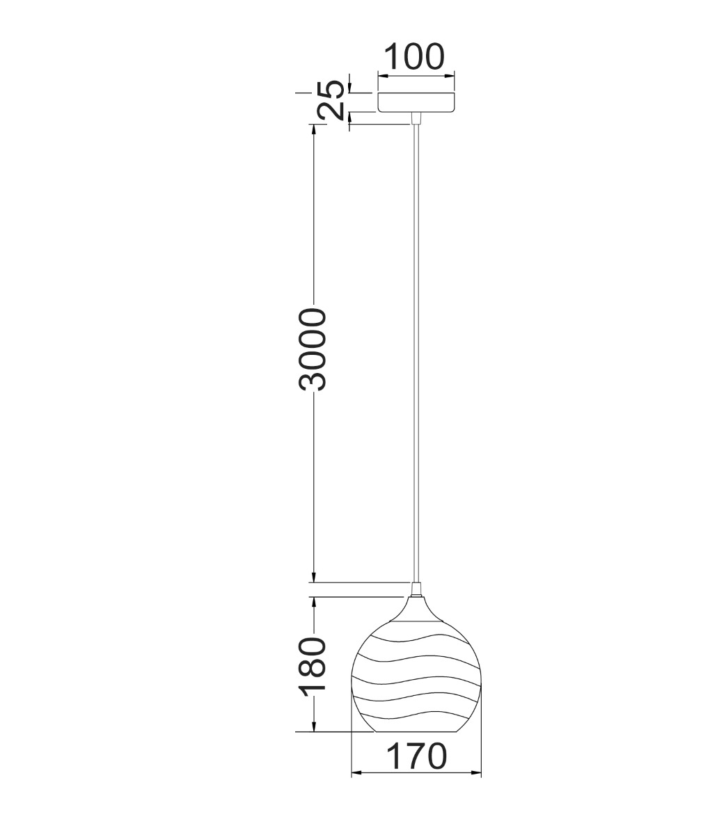 CLA Marbre 1 Light Glass Pendant lights - Dimensions