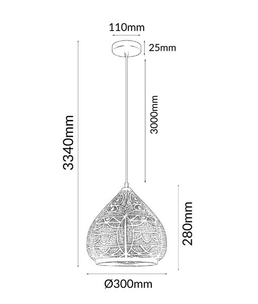 CLA Marrakesh 2 Black Pendant light - size