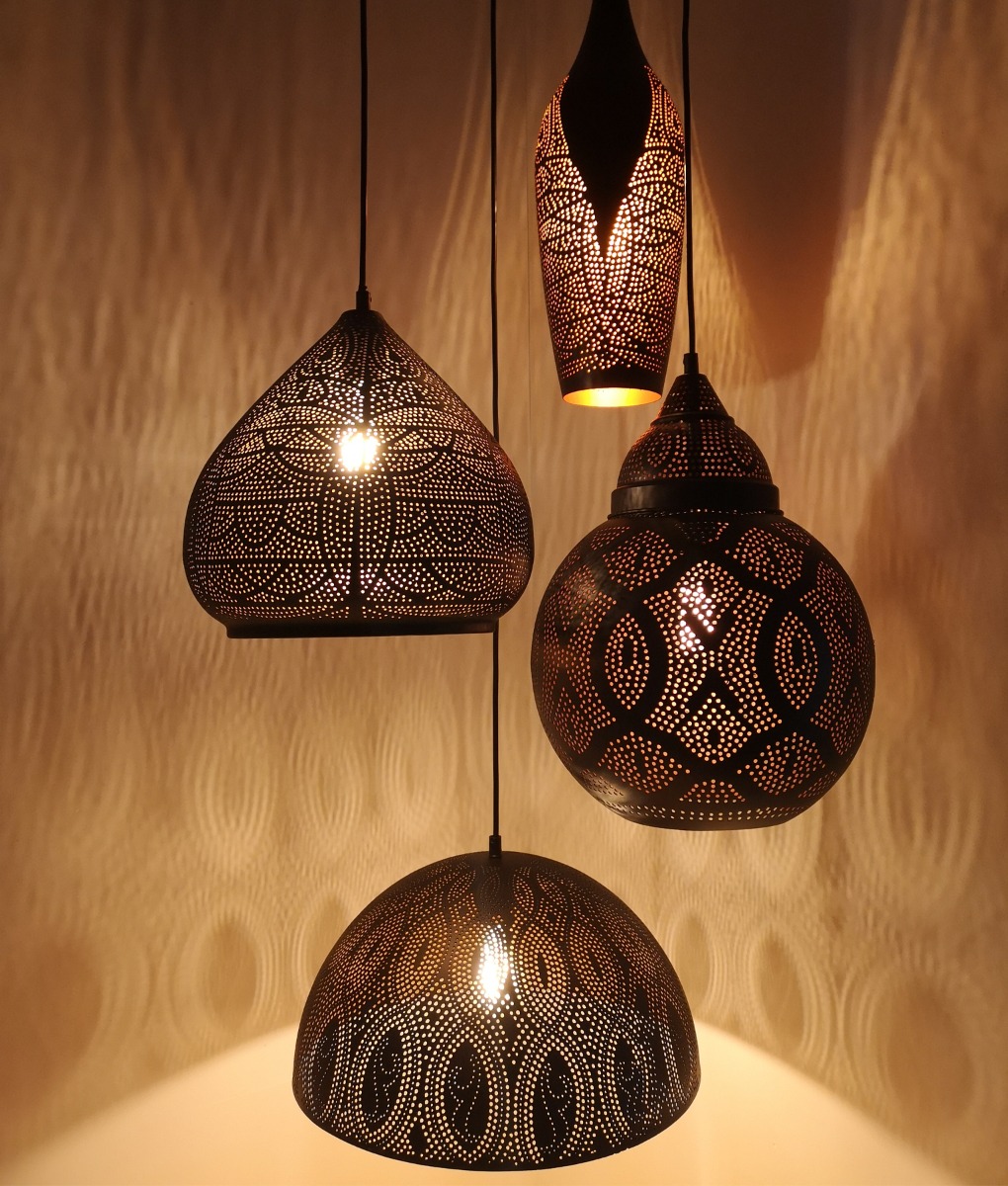 CLA Marrakesh 3 Black Dome Pendant Light - group