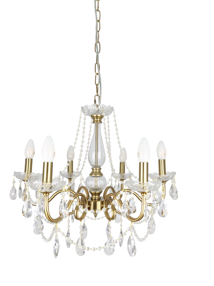 Ailia Imports - Maryland 6lt Antique Brass chandelier.