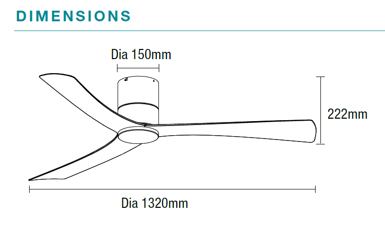 Metro DC Ceiling Fan dimensions