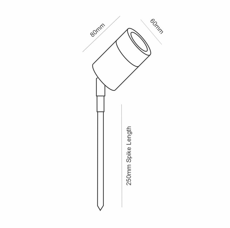 Lumenesk Miami II Black Garden Spike light - Dimensions
