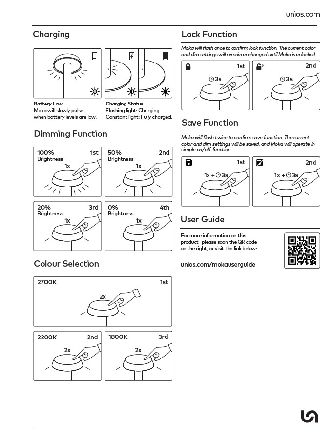 Unios Lighting Moka Table Lamp Instructions