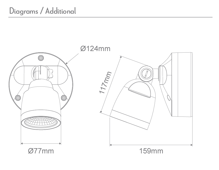 Domus Muro Eco Single Floodlight 10watt CCT - Dimensions