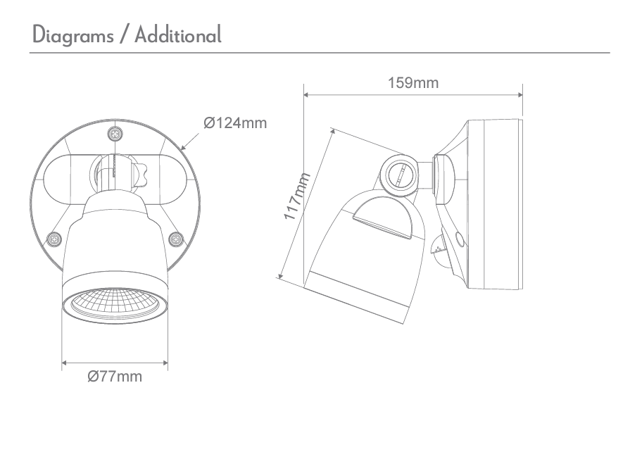 Domus Muro Eco Single Floodlight 10watt CCT - Dimensions