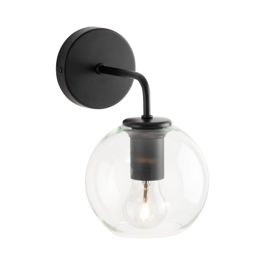 Mercator Sylvia Wall  Lights - Matt Black with Clear Glass