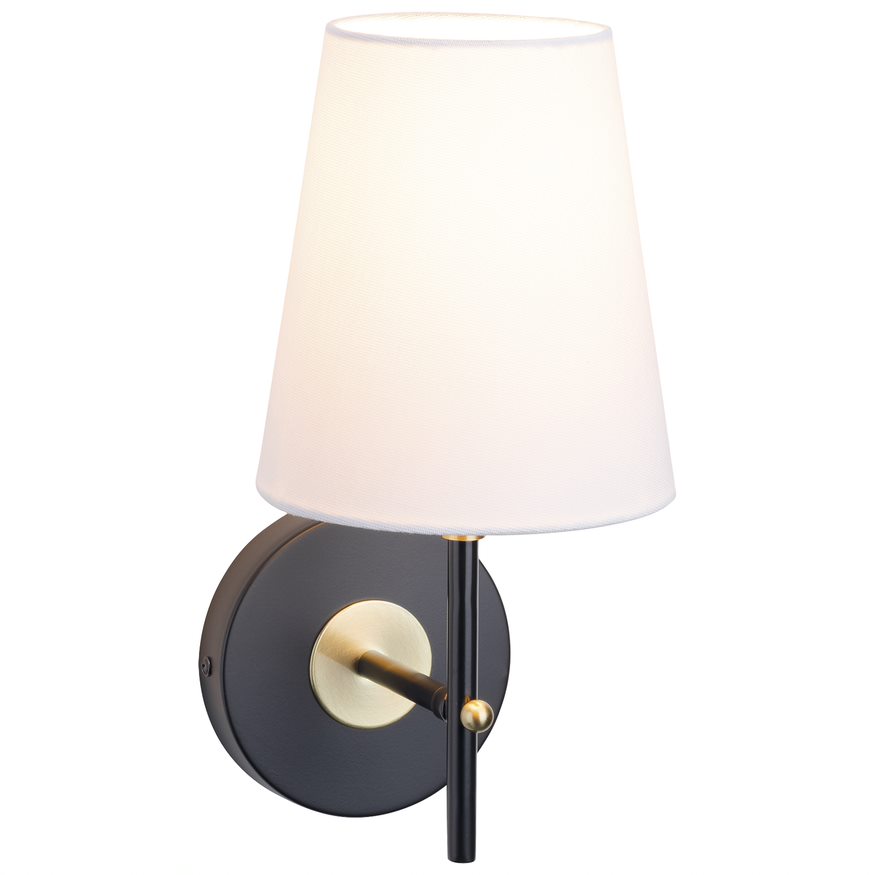 Mercator Wilshire 1 Light Wal Light - Matt Black - White Shade