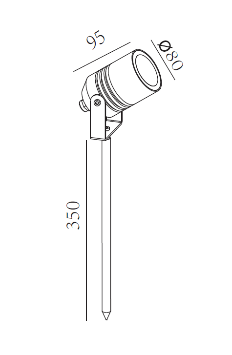 Lumenesk NIDOIT 10watt LED Black Garden Spotlight - Dimensions