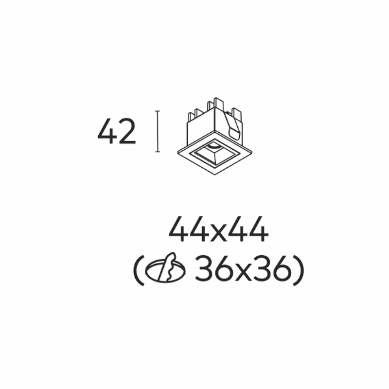 Unios Node 2watt Square LED Starlight - Dimensions
