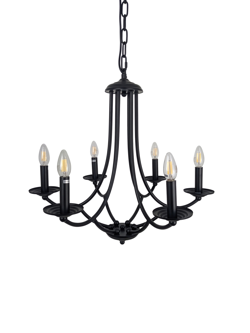 Ailia Imports - Oakford 6 light matt black pendant