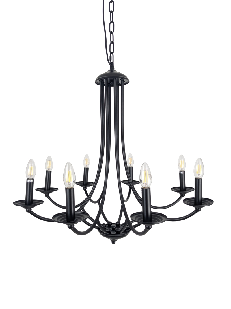 Ailia Imports - Oakford 8 light Matt black pendant light