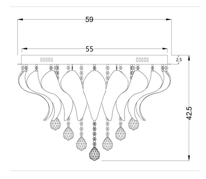 Telbix Odessa 600mm CTC Crystal ceiling light - size