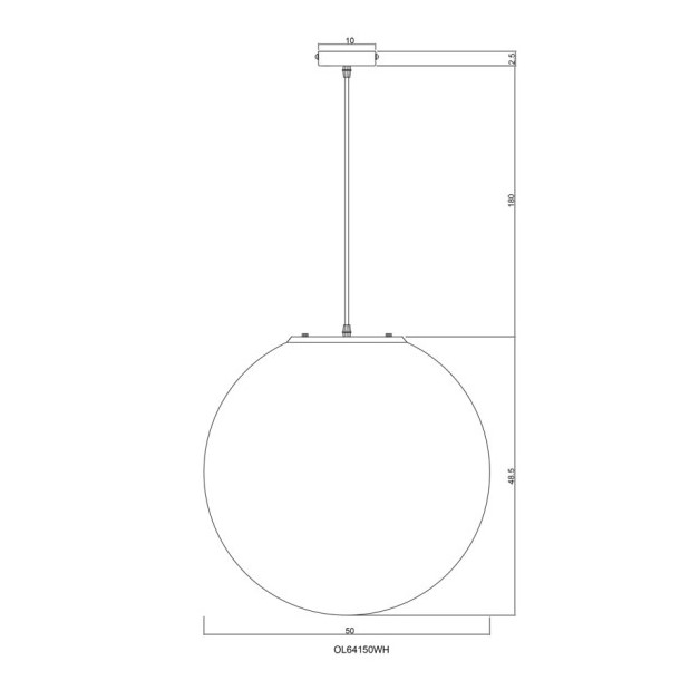 Oriel Lighting Phase Matte White Acrylic 500mm Ball Pendant Dimensions