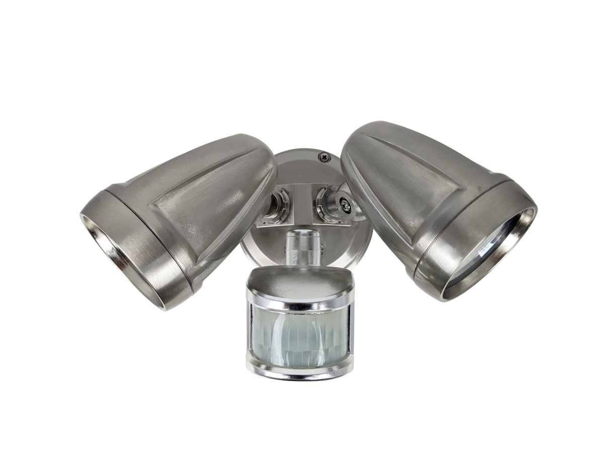 PHL4202 Twin 15watt LED Floodlights with Sensor - Brushed Chrome