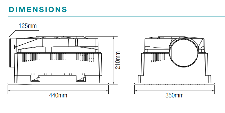 Martec Phoenix Min 3in1 Bathroom Heater - Dimensions