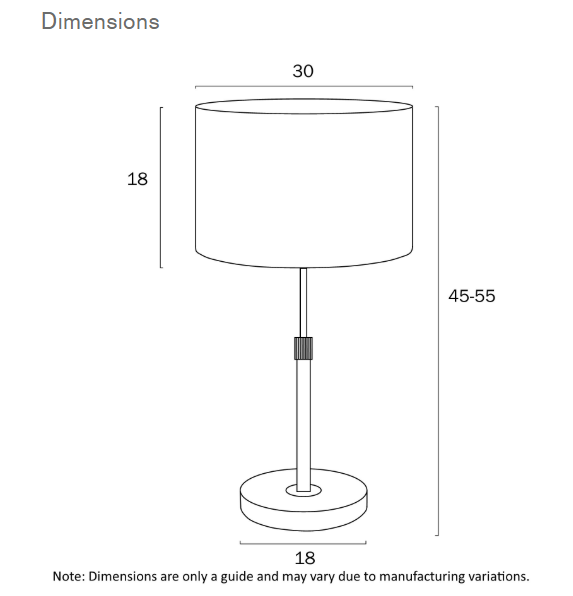 Telbix Lighting Placin Table Lamp Dimensions