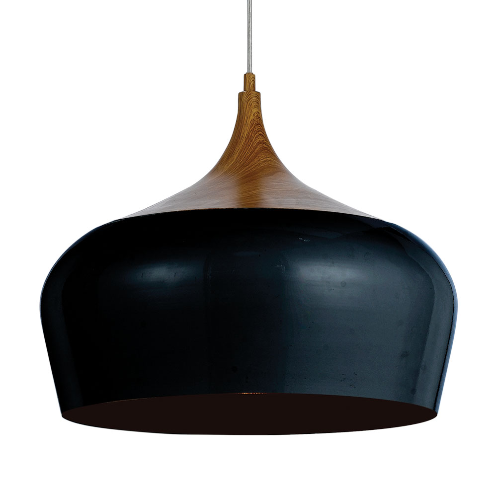 Telbix Polk PE46 Black/Timber Pendant Lights - 460mm