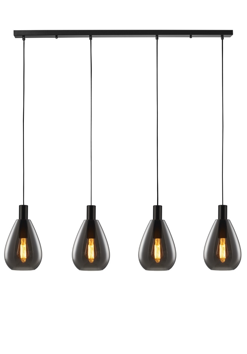 Ailia Imports Premier 4 Light Bar Pendant - Smoke Glass