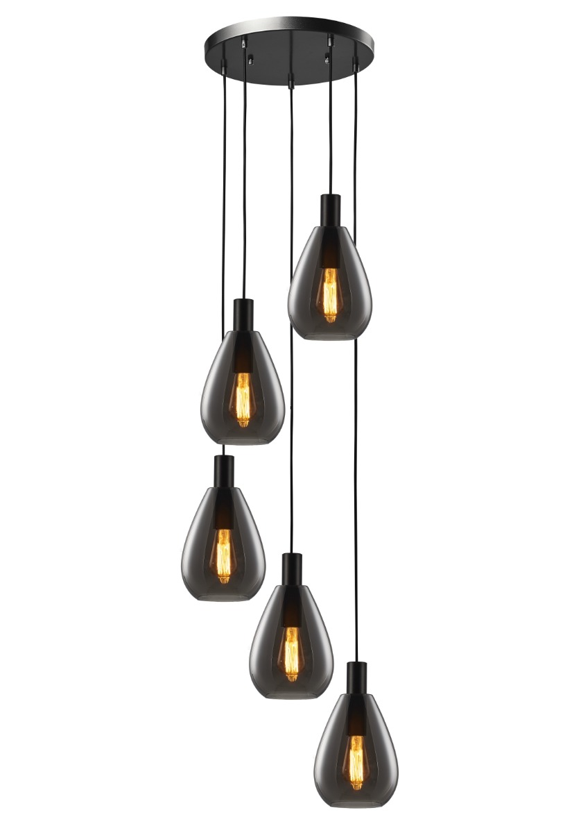 Ailia Imports Premier 5lt Cord Drop pendant- Smoke