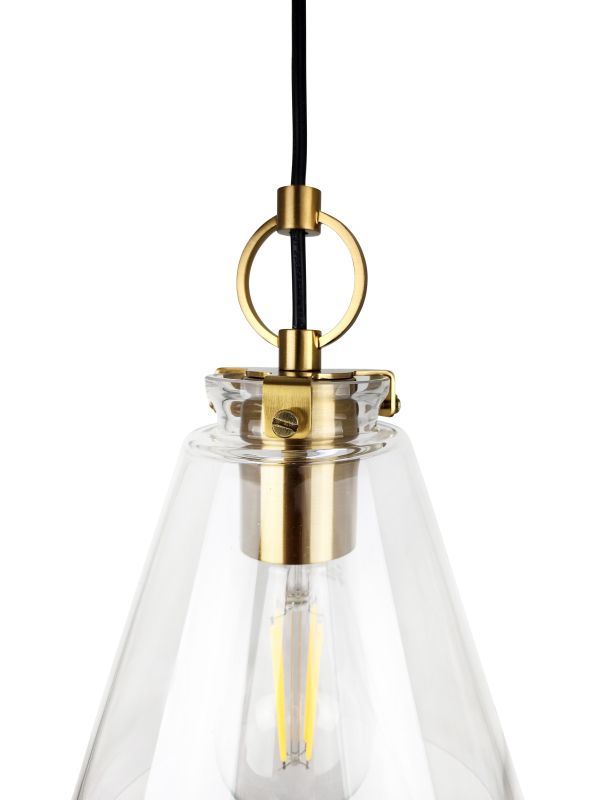 Ailia Imports Quest 1 Light pendant - Brushed Brass closeup