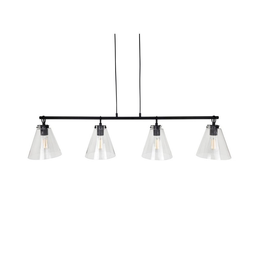 Ailia Imports Quest 4 Light Pendant - Matte Black with clear glass