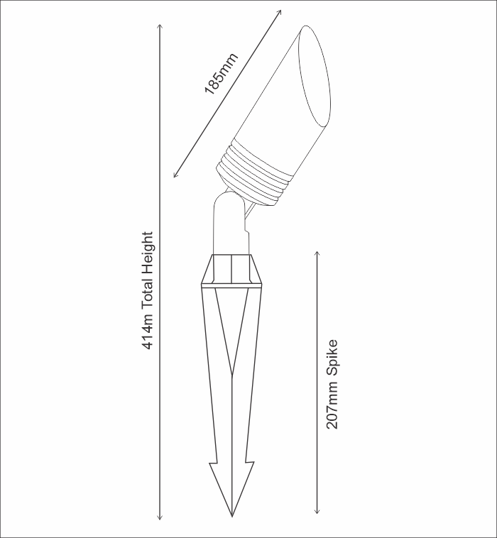 Lumenesk Razer Black Garden Spike light - Dimensions